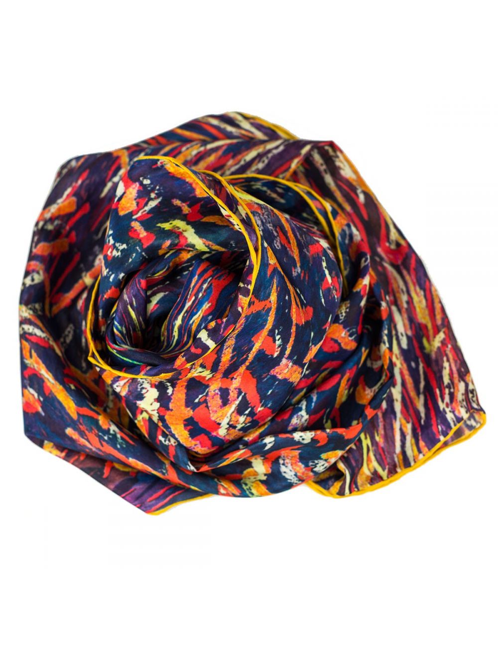 Men's extra long silk scarf with a fire like print | Dabadisseny.com