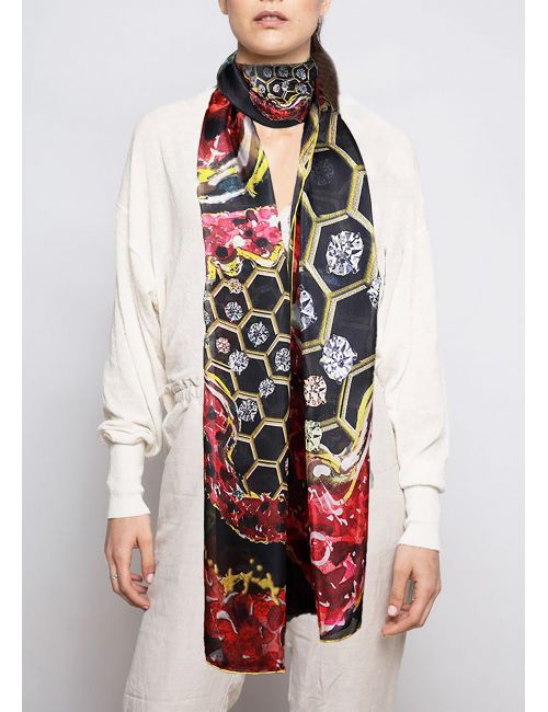 Panuelo Fular Foulard Mujer Bufandas Estampado Diseño Español Tacto Seda
