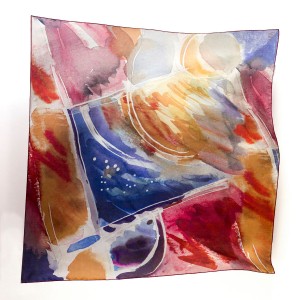 Crafted silk scarf "Evening Tea" design by Daba Disseny Barcelona - An elegant Christmas gift