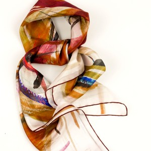 "Barn Swallows" pure silk scarf fashion colors by Daba Disseny Barcelona - An elegant Christmas gift