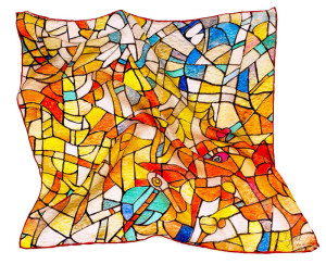 Mocador de seda inspirat en els vitralls de la Sagrada Familia Gaudí primavera estiu Daba Disseny Barcelona - Petits mocadors de seda