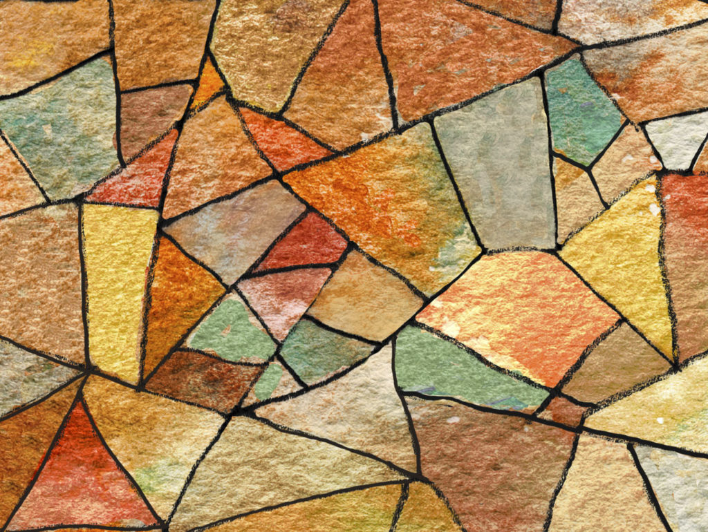 Textura final de l'aquarel·la inspirada en el vitrall del Palau Güell de Gaudí - base pel fulard Gaudi Palau Guell
